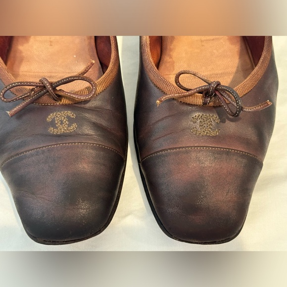 Vintage Chanel Brown Ballet Flats - sz 37 - Picture 2 of 11